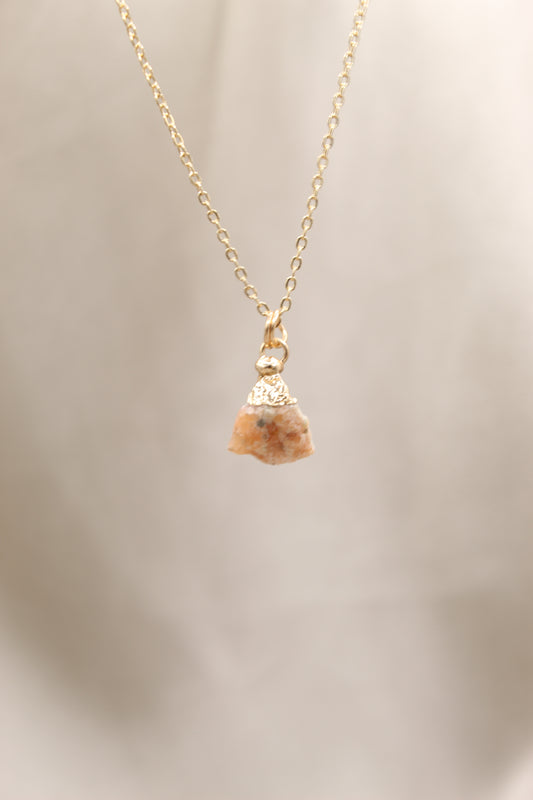 Gold Sunstone rough pendant necklace