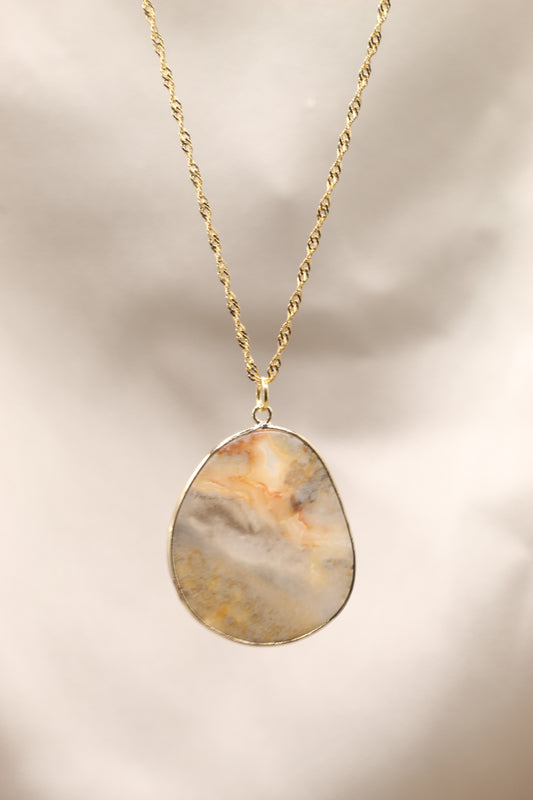 Laughter & light | Crazy Lace Agate | Large slice Necklace