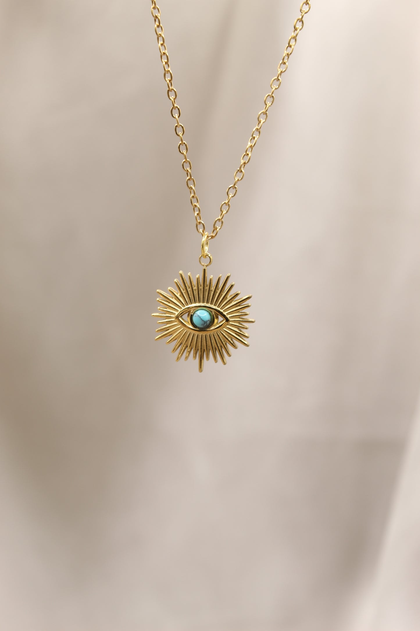 Turquoise 14K Gold Plated Eye pendant