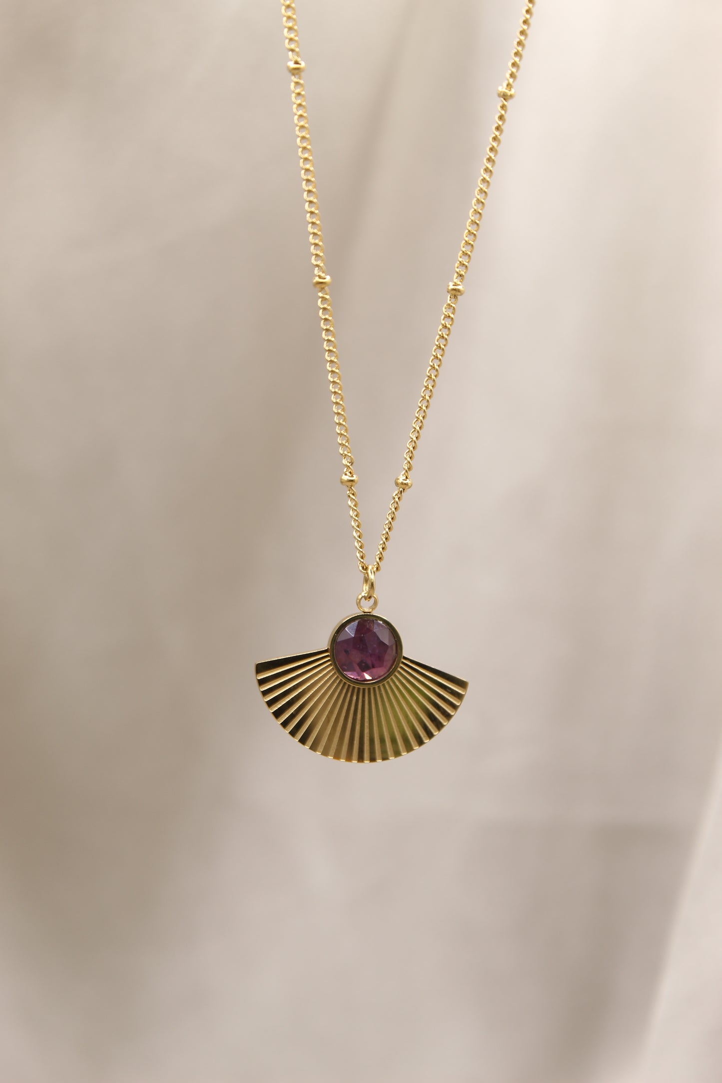 Amethyst Gold Fan necklace