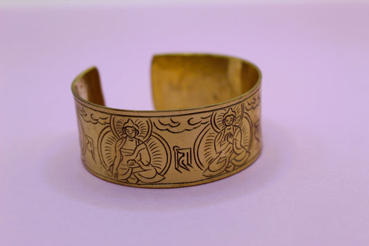 Brass Tibetan Bracelet - Five Buddhas