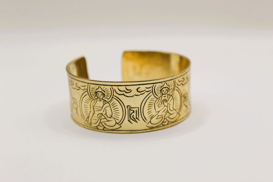 Brass Tibetan Bracelet - Five Buddhas