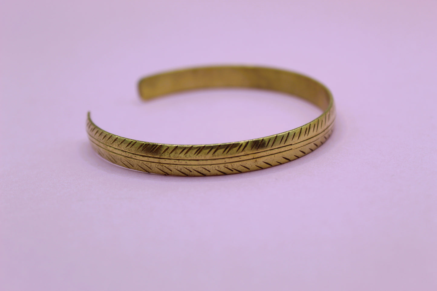 Brass Tibetan Bracelet - Slim Tribal Leaf